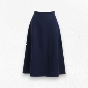 80s Vintage Pendleton Navy Blue Mid Rise Pleated Minimal Wool Midi Skirt Size 6